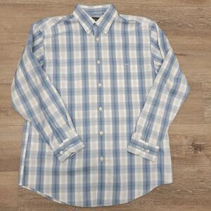 Orvis Blue Plaid Button Up Shirt Size Large